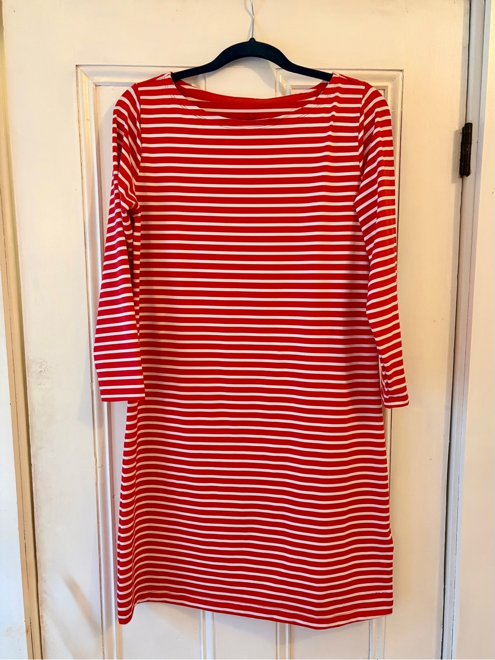 Vineyard Vines Red and White Striped Long Sleeve Shift Dress